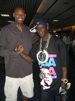 DJ Trouble Enuff meets one of his musical inspirations Flavor Flav.