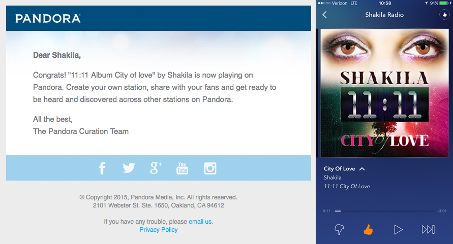 Shakira\'s New release 11:11 City of Love English Album