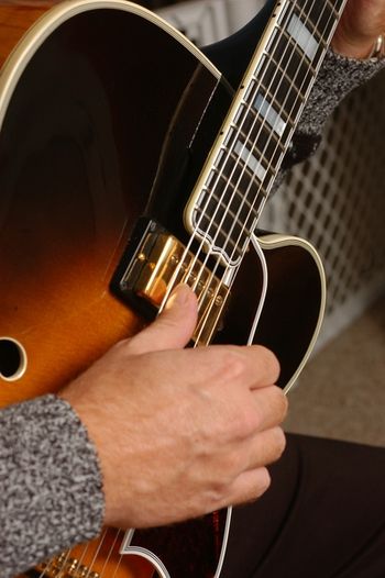 Playing the Gibson L5 Wes Montgomery model at home
