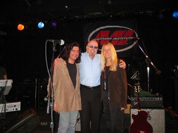 L-R Blake Aaron,Gary & G.I.T. Director Beth Marlis at Musicians Institute Hollywood California April 2006
