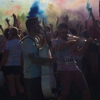 Running and performing at Color me Rad 5k
