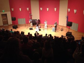 On stage at the Indianapolis Public Library with Ennis Clare
