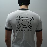 Men's Ringer T (white, logo front and back)