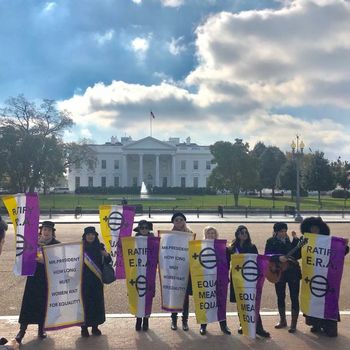 Patricia Bahia with the Silent Sentinels in front of the White House 11-13-17
