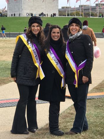 Patricia (R) and Ali (L) with Equal Means Equal Filmmaker Kamala Lopez (Center) on the National Mall in Washington DC 11-12-17
