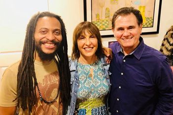 John Stringer, Patricia Bahia and Harold Payne at Raising Vibrations House Concert April 2018
