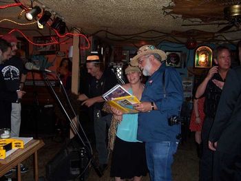 Lou Perilloux giving Jen the blues photo test.
