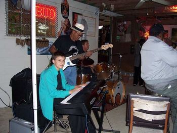 Clay sitting with the Voodoo Blues Band.
