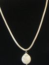 Choker style white stone on silver tone braided chain