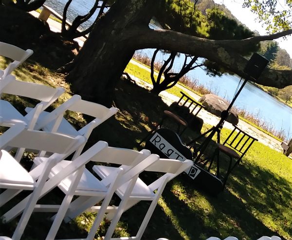 RagTop performing at a lake-side wedding service at Peak of the Otter Bedford, VA

We have PA system equipment that is battery-operated and allows us to perform in locations that do not have a typical power source. 
