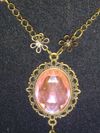 Bronze tone pink pendant (Bs4)