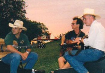 L to R: Mike "Woodrow" Mendieta, Will Gullatt, and Chuck at Old Settlers Festival '97 or '98.
