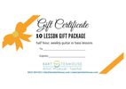 Gift Certificate - 10 Music Lesson Gift Package 
