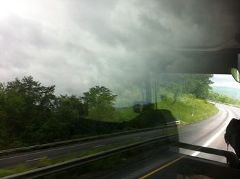 ? out the window of the bus. it all blends together

