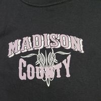 Women's Black Short Sleeve T-shirt w/lilac/white logo