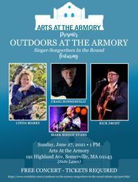Outdoors at the Armory: Linda Marks, Mark Bishop Evans, Craig Sonnenfeld, Rick Drost