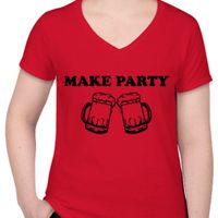 Make Party Ladies V-Neck Red Shirt