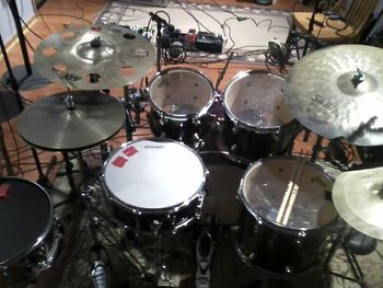 setup for "Agressive Hippies" recording session with Marbin
