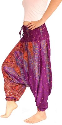 Smocked Waist Harem Pant (Aladdin Peacock Purple)