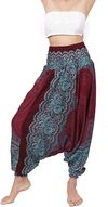 Smocked Waist Harem Pants (Aladdin Mandala Turquoise Red)