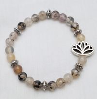 Rutilated Agate Lotus Bracelet (sm bead - style 1)