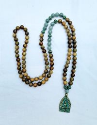 Vintage Buddha Mala with Sandalwood & Burmese Jade