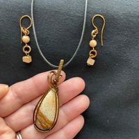 Pendant and Earring Set: Picture Jasper