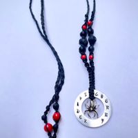 Hand Stamped SpiderCherry Necklace
