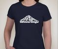 "Winter Mountain" LADIES Winterlings T-Shirt, White on Navy