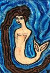 Original Painting: Blue Light Mermaid, 7x5"