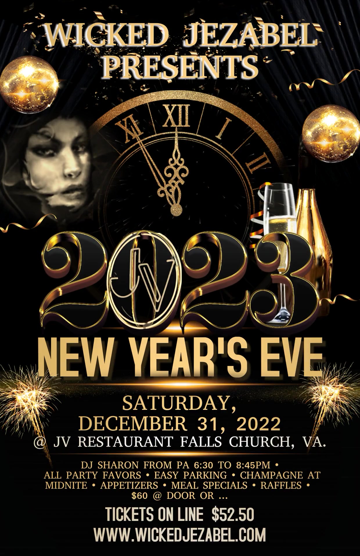 NEW YEARS EVE 2223 TICKETS AVAILABLE UP TO 4PM NEW YEAR'S EVE! JV's