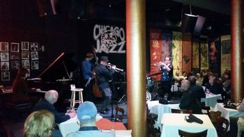 Lara Driscoll (piano), Rachel Therrien (tpt), Mike Harmon (bass), Matt Carroll (drums), Brian Lynch (trumpet), Patrick Driscoll (photo) Andy's Jazz Club Chicago
