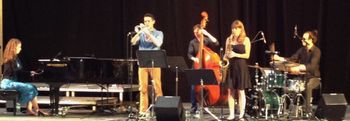 Montreal Jazz Festival with Poste-AM Quintet: Lara Driscoll (piano), Alexis French (tpt), Mark Nelson (drums), Annie Dominique (sax), Nicolas Bedard (bass)
