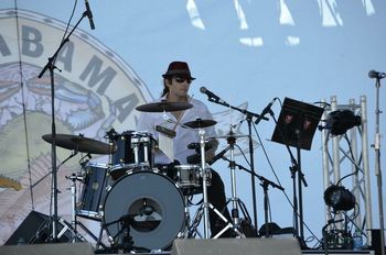 "Salty" Walt of Long Lost Friend on the drums at the National Shrimp Festival
