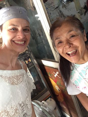 This lovely woman and her husband have a tiny cafe right off the ferry when you arrive at the island of the Sakurajima volcano. I had lunch a Chinese family of six, and two Japanese women. We all sat at the only table in the place. I did not speak the language but they had a guitar on the wall. Pretty soon we were all speaking the same language. Music.
