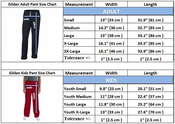 Gildan size chart 2025 for boys pants