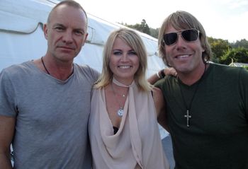Sting Shelley Mac and Rod Williams backstage pre-show New Zealand Tour
