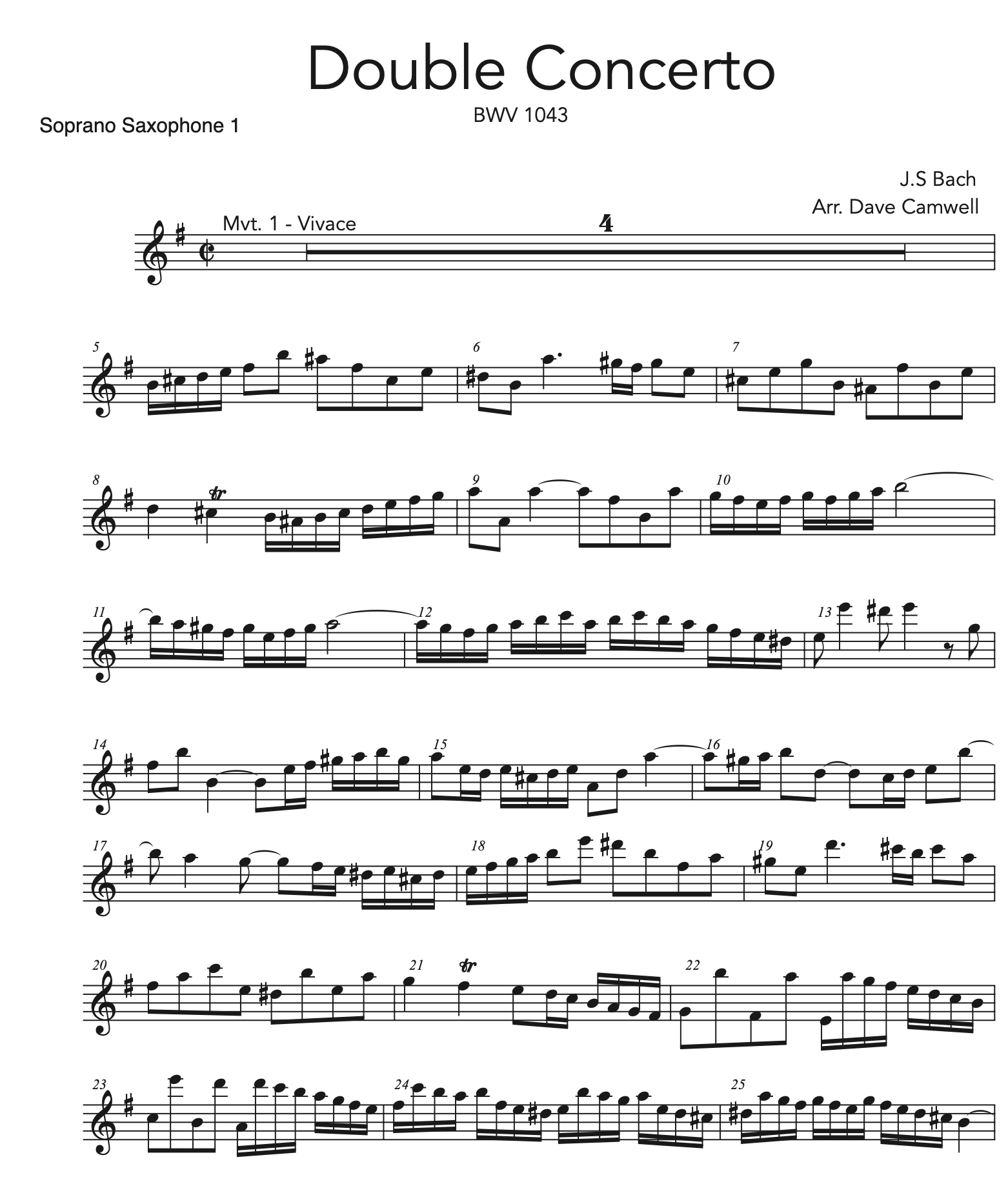 J.S. Bach Double Concerto BWV 1043 - Dave Camwell J.S. Bach Double Concerto BWV 1043 - Dave Camwell