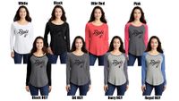 Ladies Long Sleeve Swirl Logo Sport T Shirt