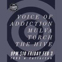 FRI FEB 3rd CHICAGO Punk show *Voice Of Addiction *Mulva *Torch the Hive @ Liars Club