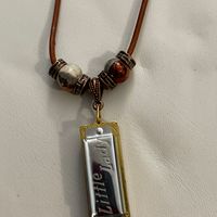 Brown leather Raku copper Necklace 