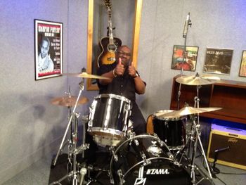Drummer having some fun at the taping of the Wes Houston Show
