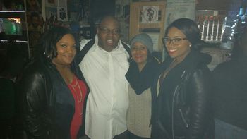 Bassist Mike Porter's family left to right:Cousin Shani Newton,wife Lynnee& daughter Karyn Porter @True To Life 1/28/16 gig @The Shrine NYC
