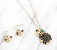 GOLDTONE 'BLESS YOUR HEART' NECKLACE and earrings