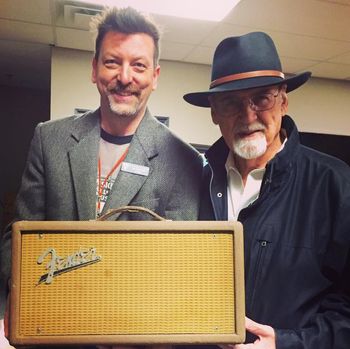 Duane Eddy & MHoF curator Jay McDowell checking out Bob Berryhill's '62 Fender Reverb Unit
