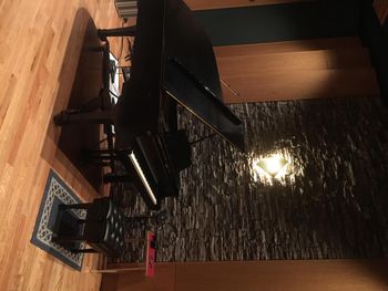 Baby grand piano at Concentrix Music and Sound Design studio, located in Charlotte, NC.
