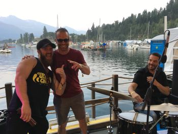 Steve Rigby and Tony Ferraro added some percussion to the finale with Davide Direnzo, Kaslo Jazz Festival
