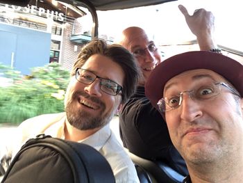 In the golf cart going from hotel to stage, Iowa City Jazz Festival 2017
