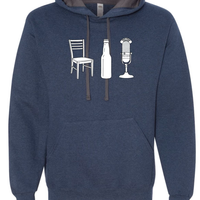 Grab A Chair /// Heather Indigo Blue /// Unisex Hoodie 