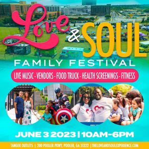 Saturday, June 3, 2023, we will kick off our 6th Annual Love & Soul Family Fest! This community-family-based event will take place at the Tanger Outlets in Pooler, GA and is free and open to the public. Performances will begin at 11 am.

This day-long celebration will be power-packed with activities ranging from live performances, food trucks, train ride & games for children, and health screenings\info. There will also be non-profit organizations, local community service vendors, as well as small business vendors onsite. We’re asking the community to come out and celebrate with us.

The Family Festival will be an exciting and high-profile event. The festival seeks to engage organizations that are committed to supporting families, promoting unity in the community, and influencing others to make positive life choices for their family and community.

-Sponsorship & Vendor Opportunities are available
-FREE parking. 
Bring the entire family!  Guests are encouraged to bring lawn chairs.